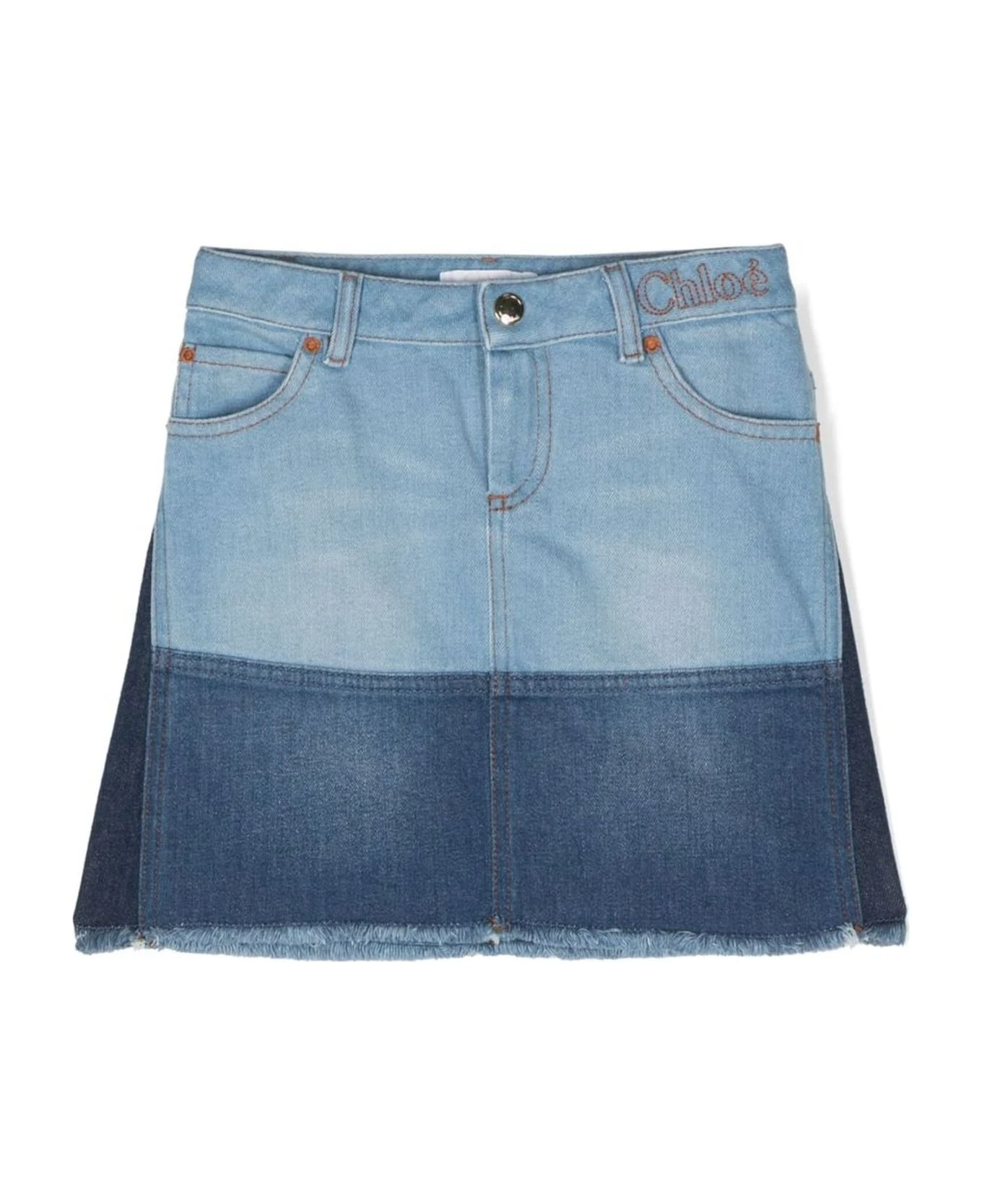 ChloƩ Blue Cotton Denim Skirt