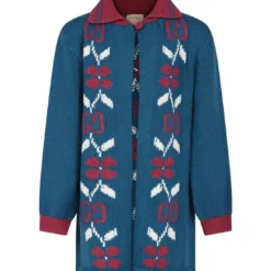 Gucci Blue Cardigan For Girl With Logo Embroidery