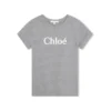 Chloé Melange Grey Organic Cotton T-shirt With Logo