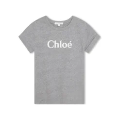 Chloé Melange Grey Organic Cotton T-shirt With Logo