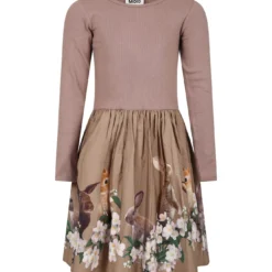 Molo Brown Dress For Girl With Print