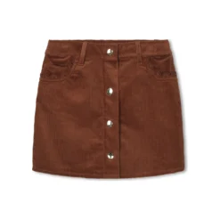 ChloƩ Brown Corduroy Mini Skirt With Scalloped Hems