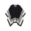 Chloé Blue Cape With Front Fastening With Striped Trim In Cotton And Wool Girl