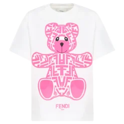 FENDI White T-shirt With Bear For Girl
