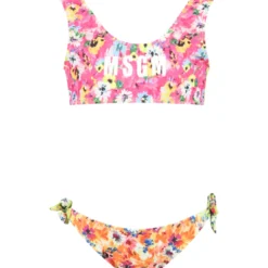 MSGM Multicolor Bikini For Girl With Floral Print