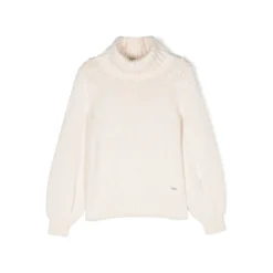 ChloƩ White Turtleneck Sweater With Logo Embroidery In Cotton And Wool Woman
