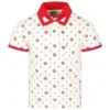 Gucci White Polo-shirt For Girl With Gg And Stars