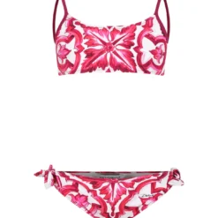 Dolce & Gabbana White Bikini For Girl With Majolica