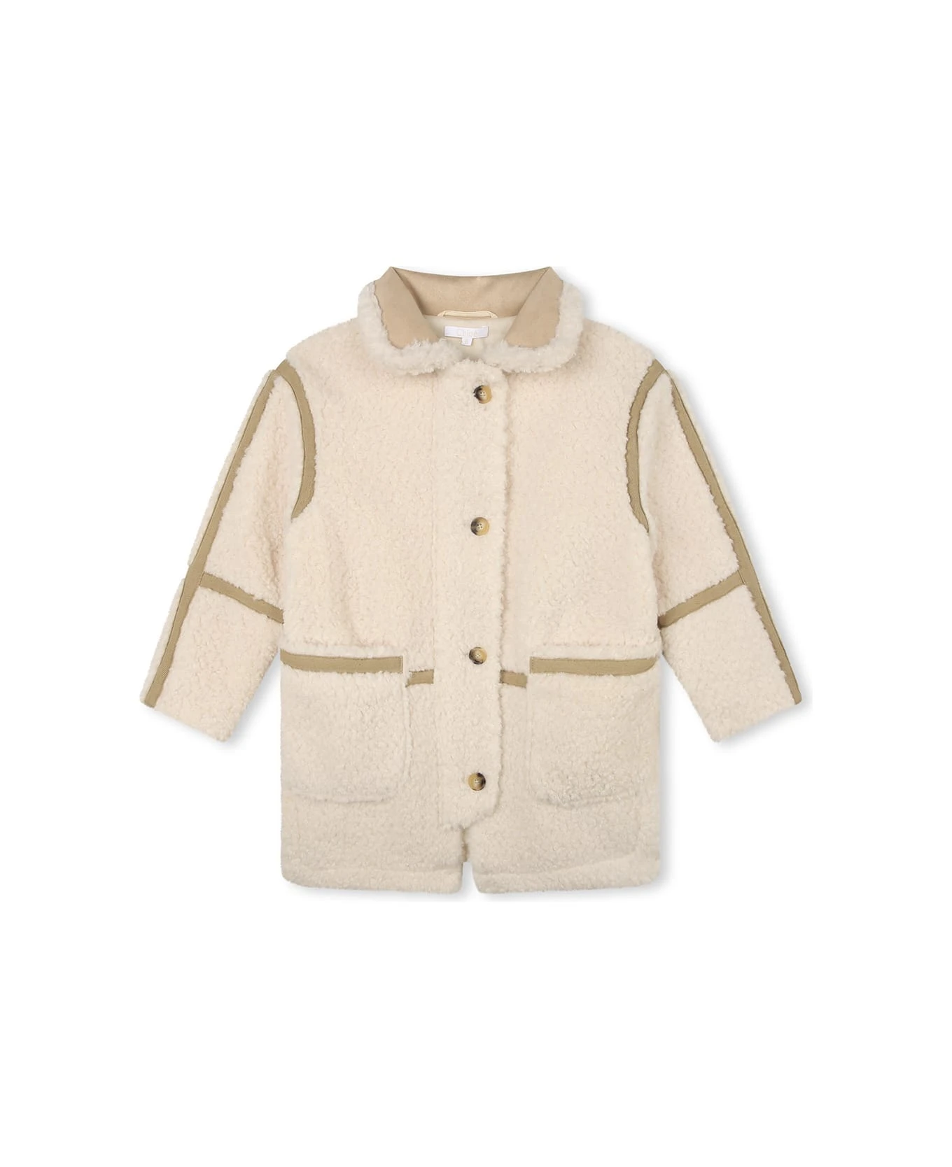 ChloƩ Ivory Faux Shearling Coat