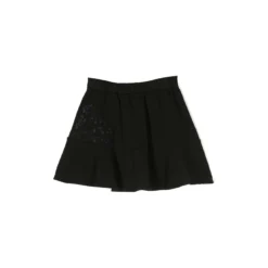 ChloƩ Black Mini-skirt With Tonal Floreal Ptiny In Cotton Blend Girl