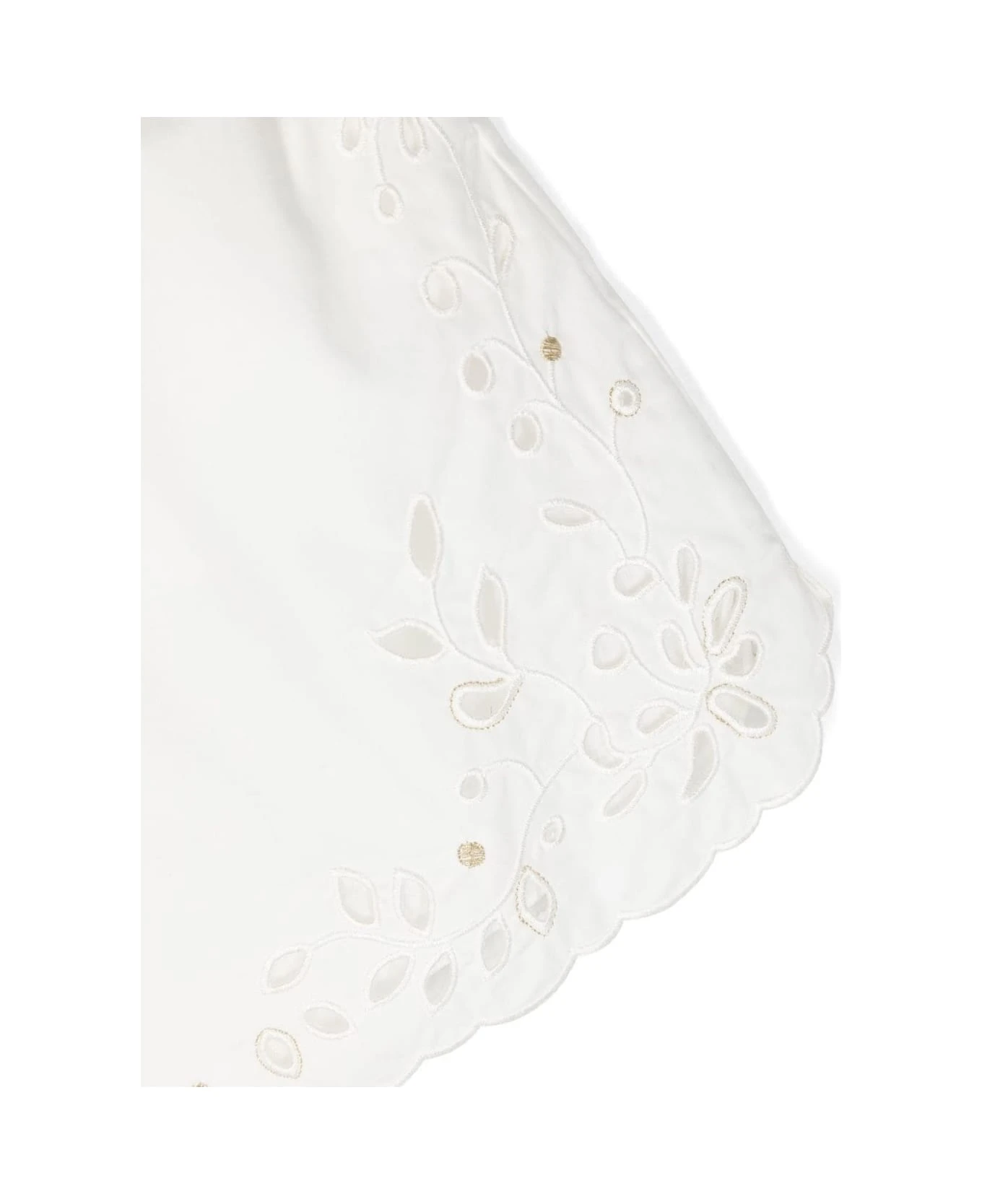 Chloé White Shorts With Embroidered Detailing In Cotton Girl - Image 3