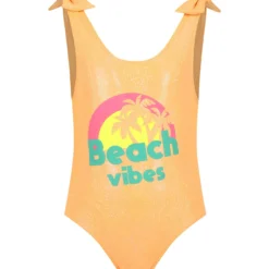 Billieblush Orange Swim Suit For Girl With Palm Tree