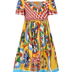 Dolce & Gabbana Yellow Dress For Girl With Logo And Print