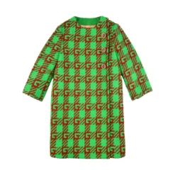 Gucci Check Wool Coat With Square G