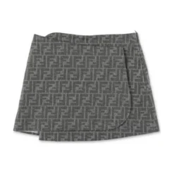 Fendi Gonna A Portafoglio Grigio Melange In Misto Lana Bambina