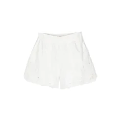 ChloƩ White Shorts With Embroidered Detailing In Cotton Girl