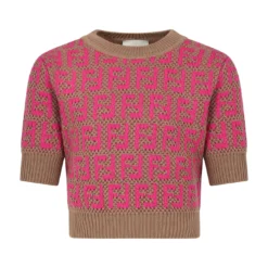 FENDI Brown Sweater For Girl With Double Ff