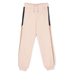 ChloƩ Pink Jogger Pants With Contrasting Side Panels And Logo Detail In Cotton Girl