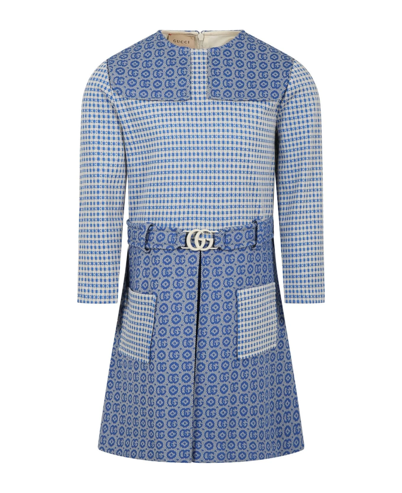 Gucci Light Blue Dress For Girl With Double G
