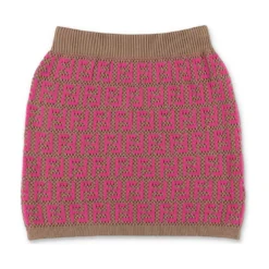 Fendi Gonna Beige In Maglia Di Misto Cotone E Lana Bambina