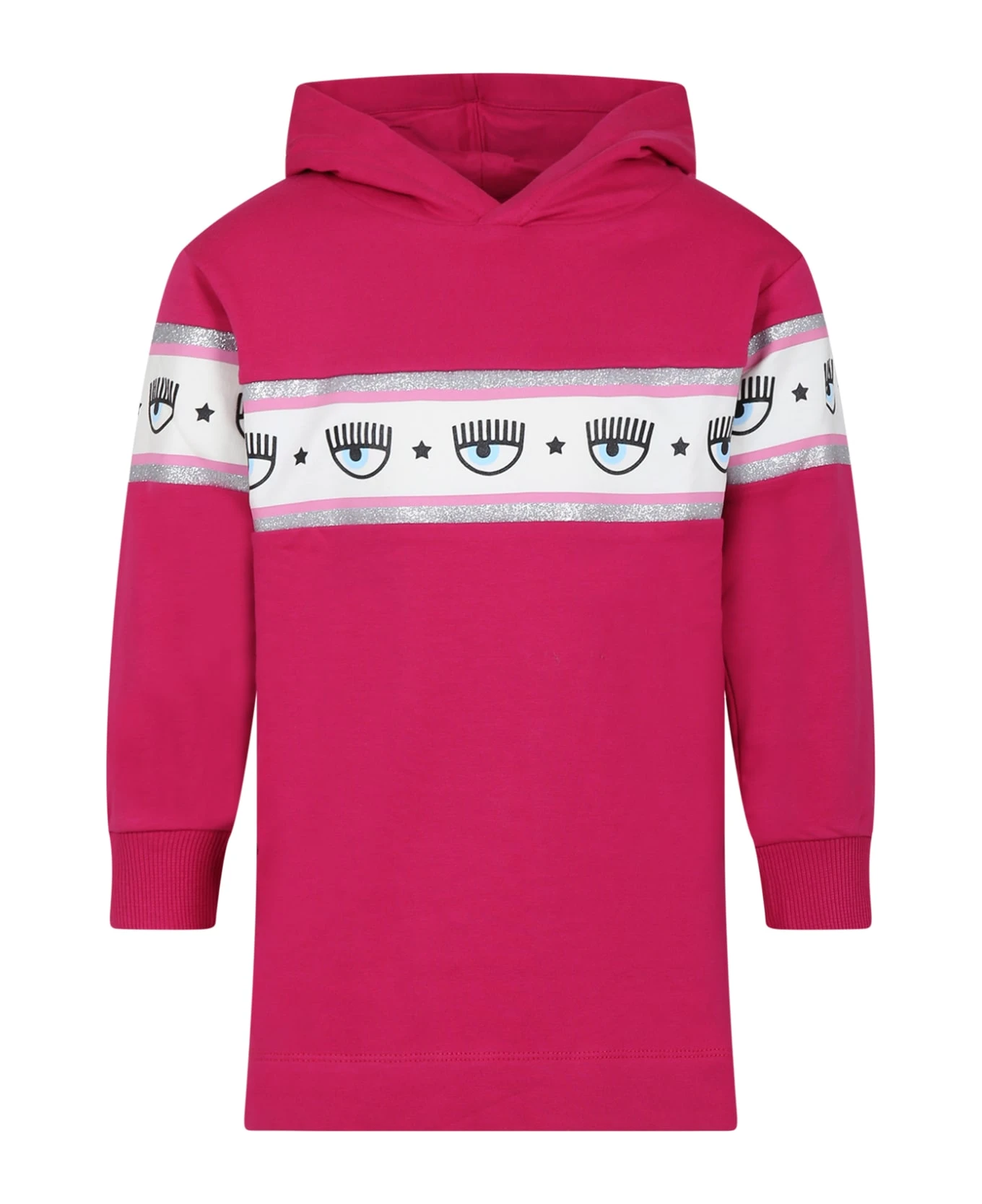 Chiara Ferragni Fuchsia Dress For Girl With Eyes Flirting