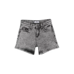 MSGM Grey Denim Shorts With Rhinestones