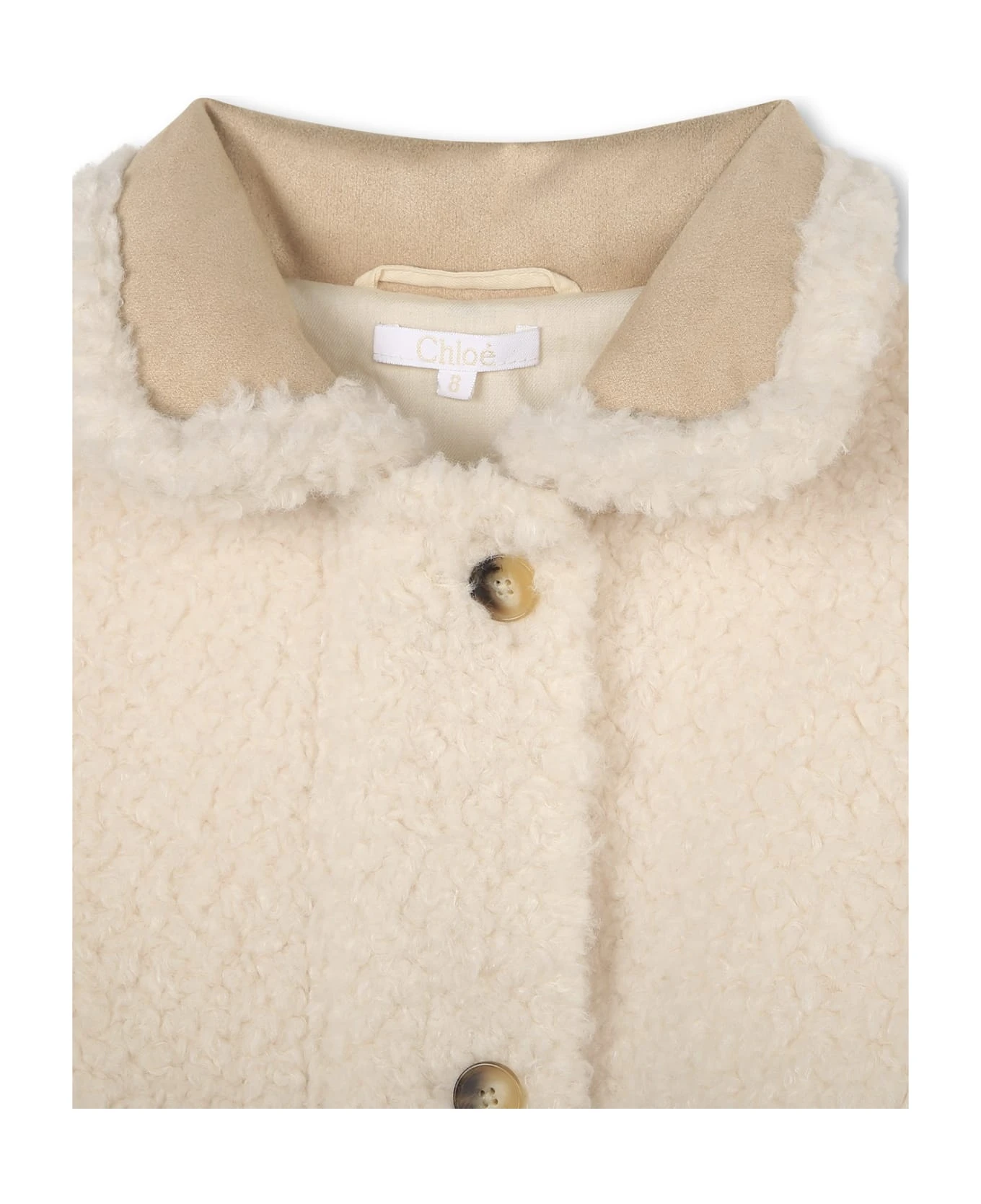 ChloƩ Ivory Faux Shearling Coat - Image 3