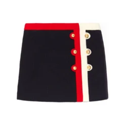 Gucci Knitted Navy Blue Wool Skirt