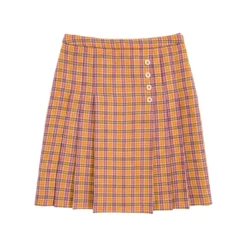 Gucci Orange And Purple Checked Wool Skirt
