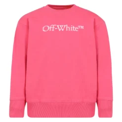 Off-White Fuchsia Sweatshirt For Girl With Logo